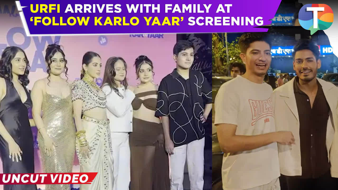 urfi javed stuns in her hot look while attending the 'follow karlo yaar' screening with her family