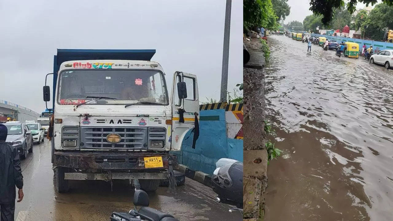 delhi traffic update vehicular movement hit at multiple places in city after heavy rain sarai kale khan dhaula kuan ito