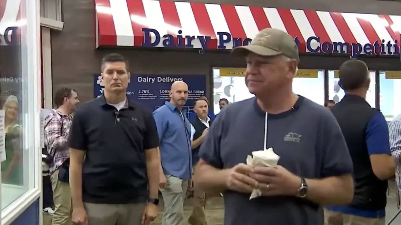 watch: tim walz serves ice cream at minnesota state fair