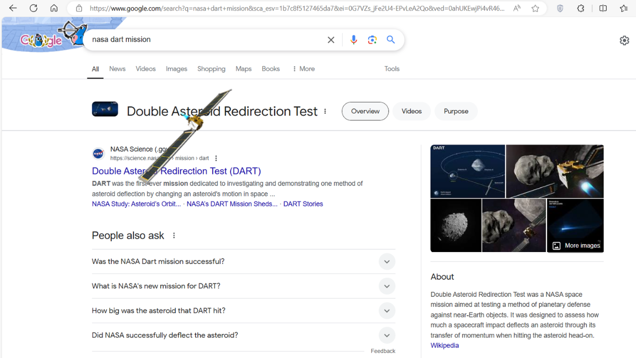 google celebrates nasa’s dart mission with animated tribute