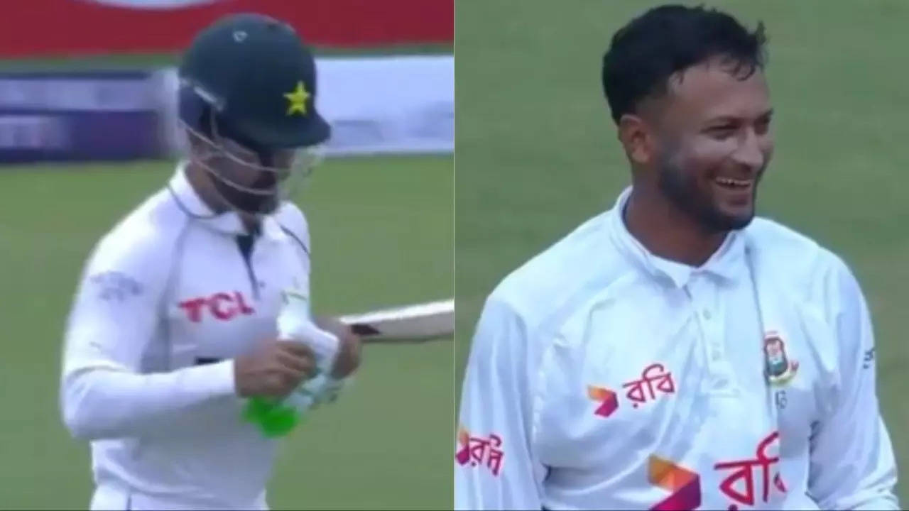 scared of being timed out? abrar ahmed rushes in to bat half-ready, leaves shakib al hasan in splits- watch