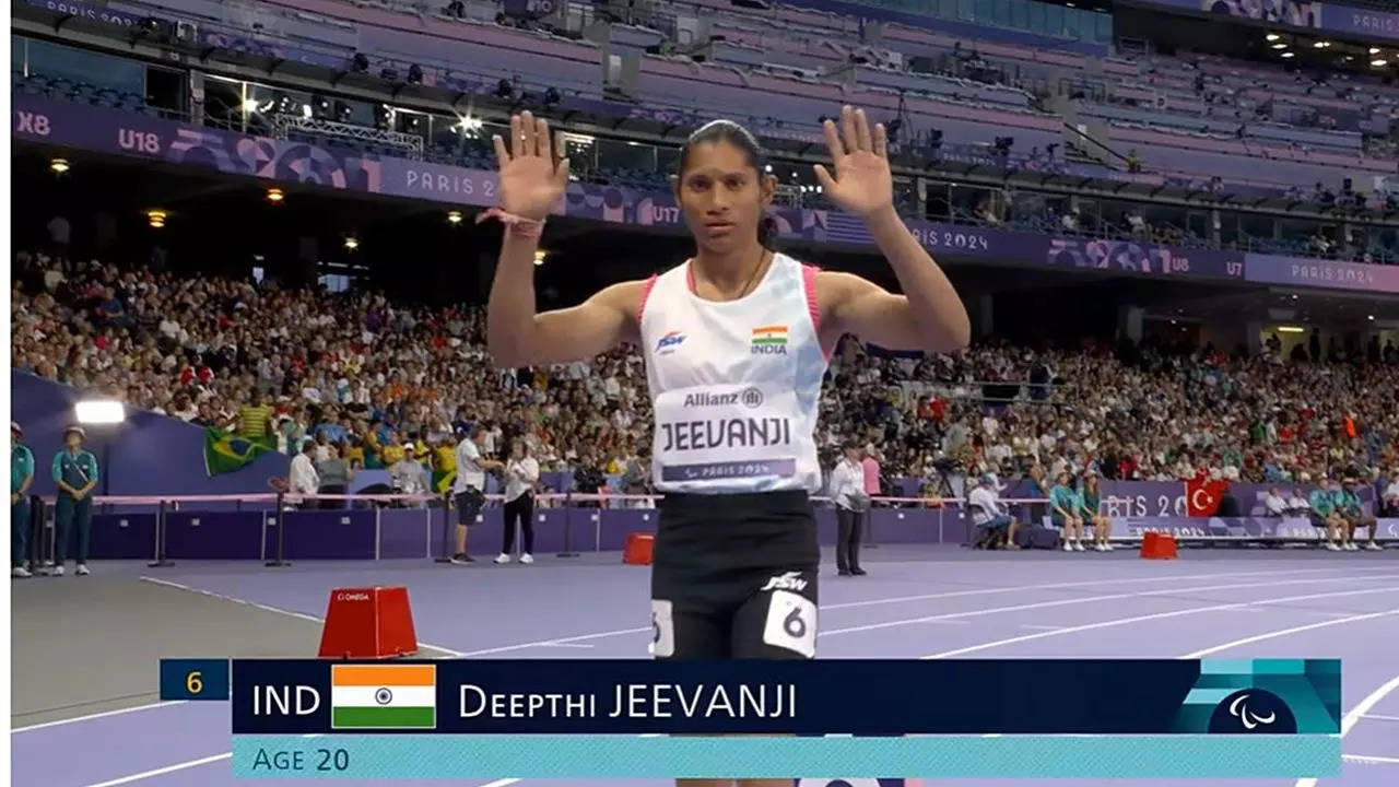 paris paralympics 2024 world champion deepthi jeevanji grabs bronze in women's 400m t20 race