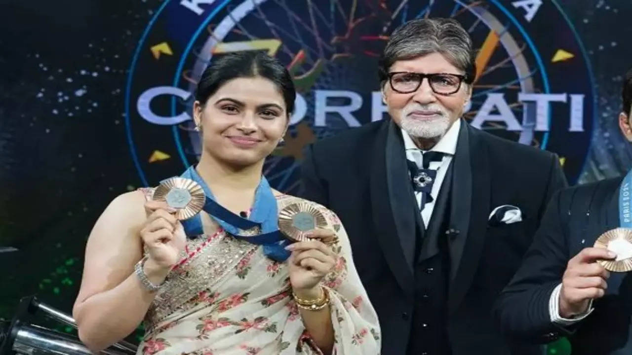 kaun banega crorepati 16 amitabh bachchan learns shooting secrets from paris olympics 2024 bronze medallist manu bhaker