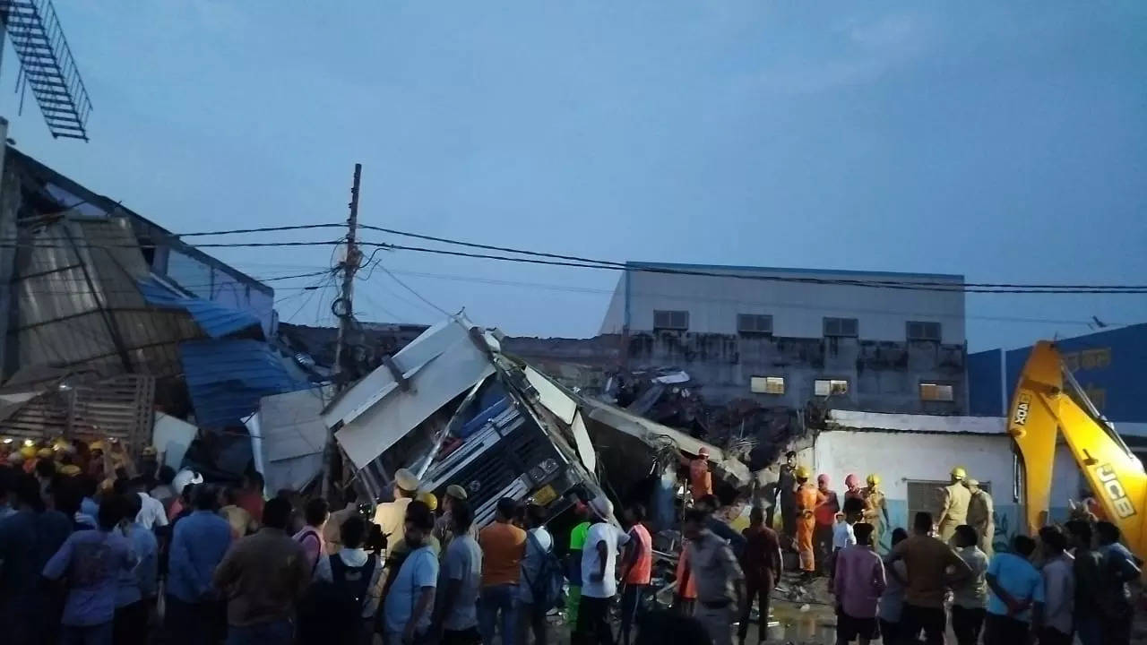 lucknow: 1 killed after 3-storey building collapses in transport nagar area, several trapped