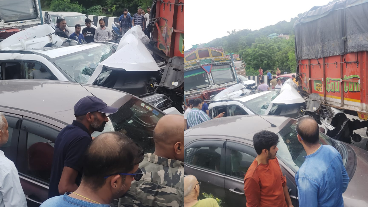 himachal pradesh: four vehicles collide near rishikesh in bilaspur, 4 injured