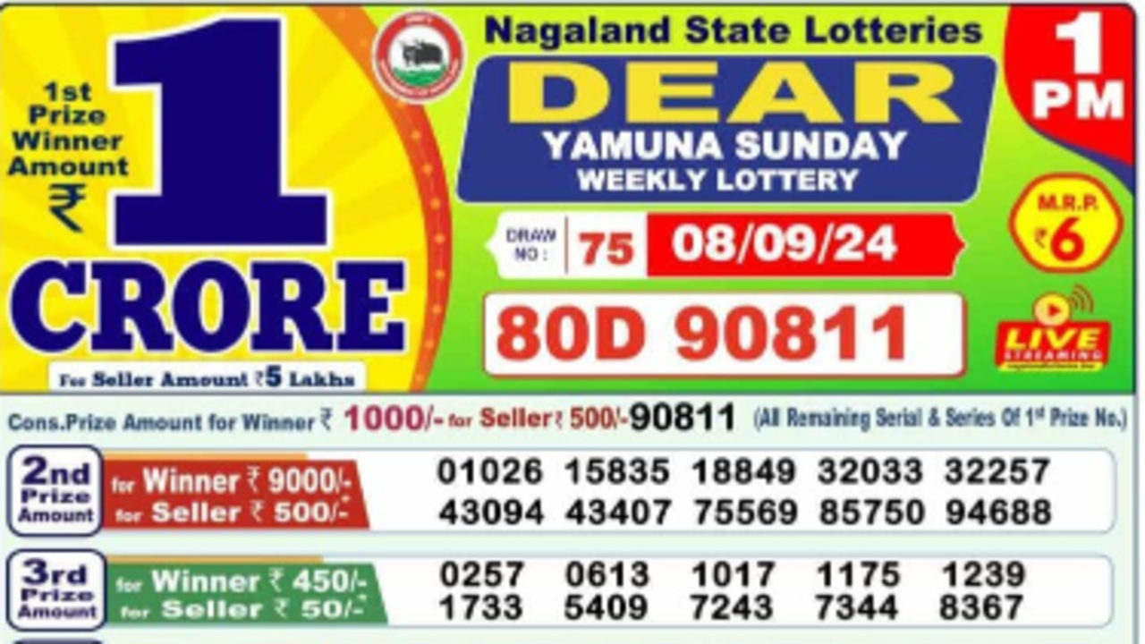 nagaland lottery result today guessing number dear dwarka dear finch dear godavari 1pm 6pm 8pm 1 crore first prize complete winners list