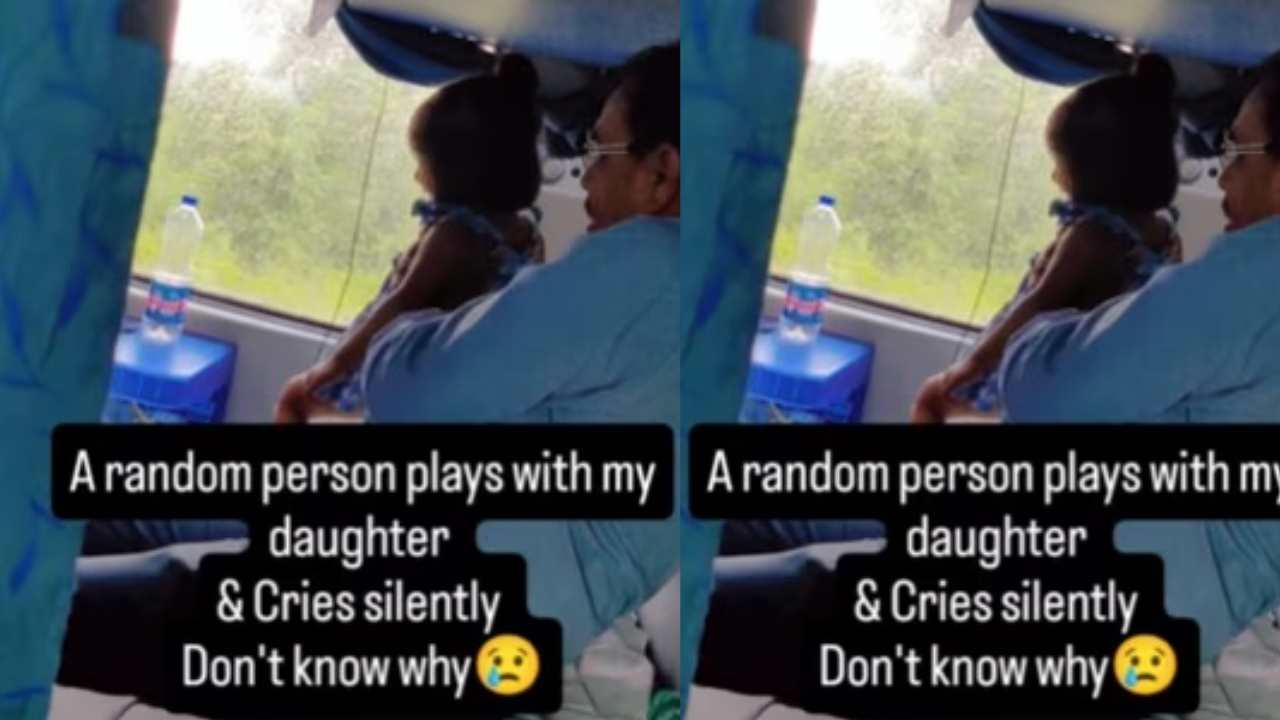 ‘missing grandkids’: man bonds with toddler on train, gets emotional | watch