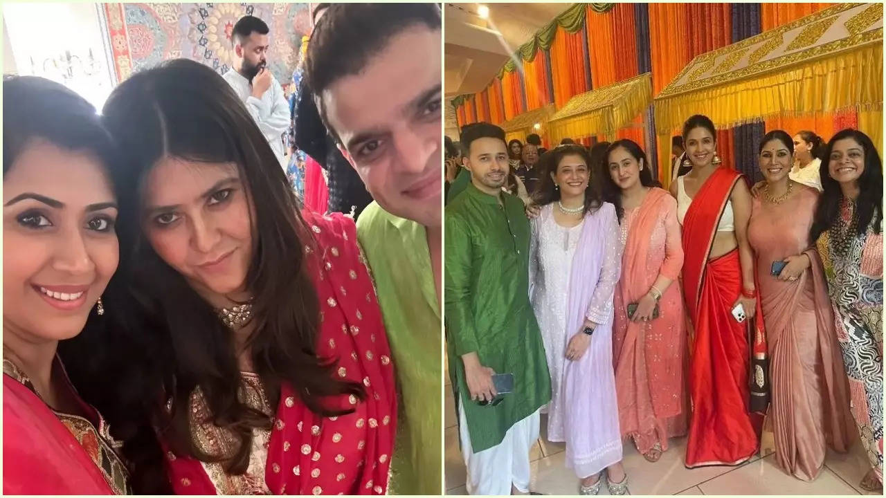 ekta kapoor ganpati celebration mouni roy sakshi tanwar divyanka tripathi shraddha arya attend ganesh puja in traditional avatars