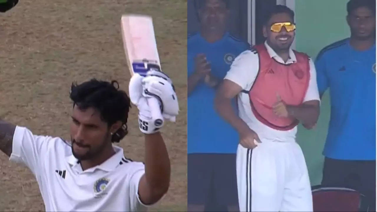 avesh khan's celebration after tilak varma's duleep trophy hundred goes viral- watch