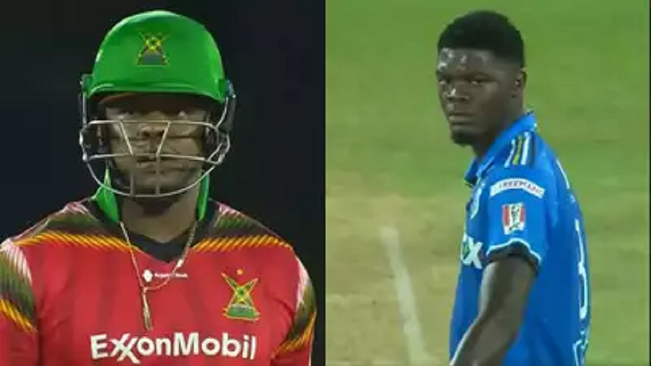 watch: shimron hetmyer strikes back after rcb star alzarri joseph throws ball at stumps in cpl