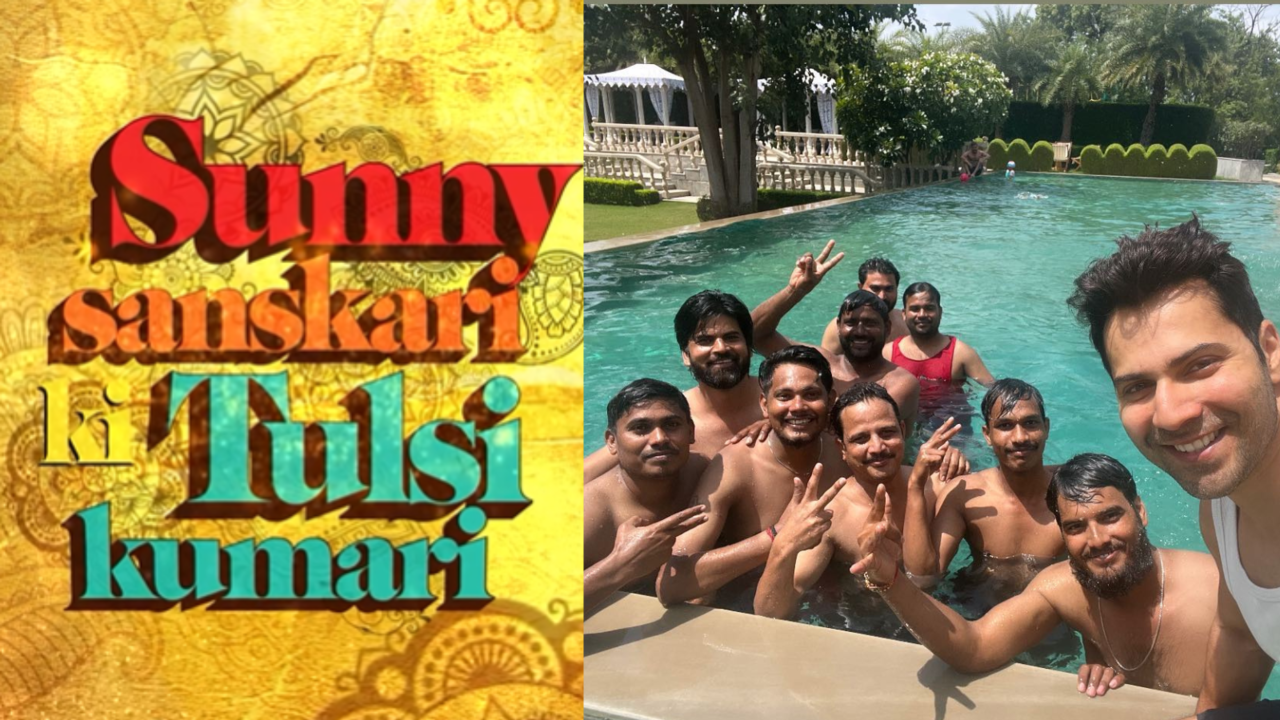 sunny sanskari ki tulsi kumari: varun dhawan chills by the pool with  art team, drops bts pic from set