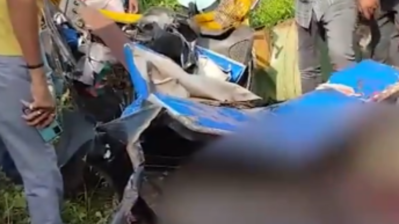 7 dead after auto rickshaw collides with cargo truck in madhya pradesh's damoh - video