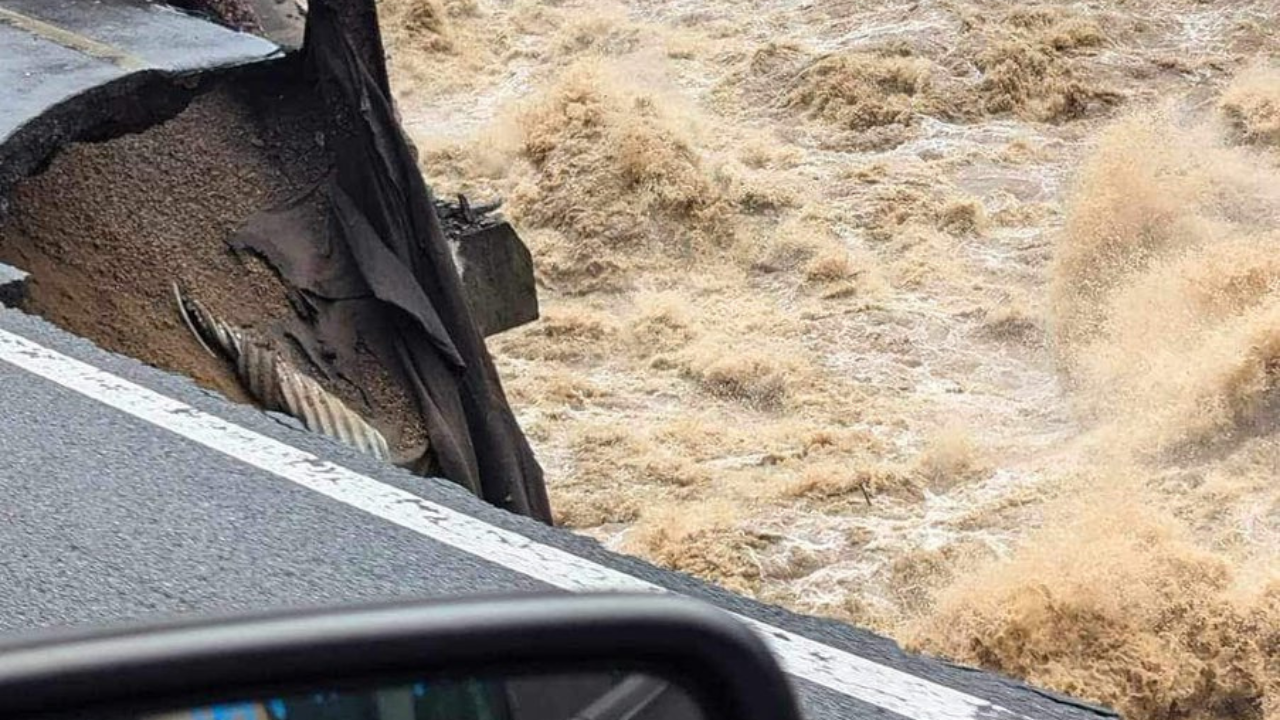 i-40 on north carolina-tennessee border washed out amid floods, road frock cocke county closed | photos