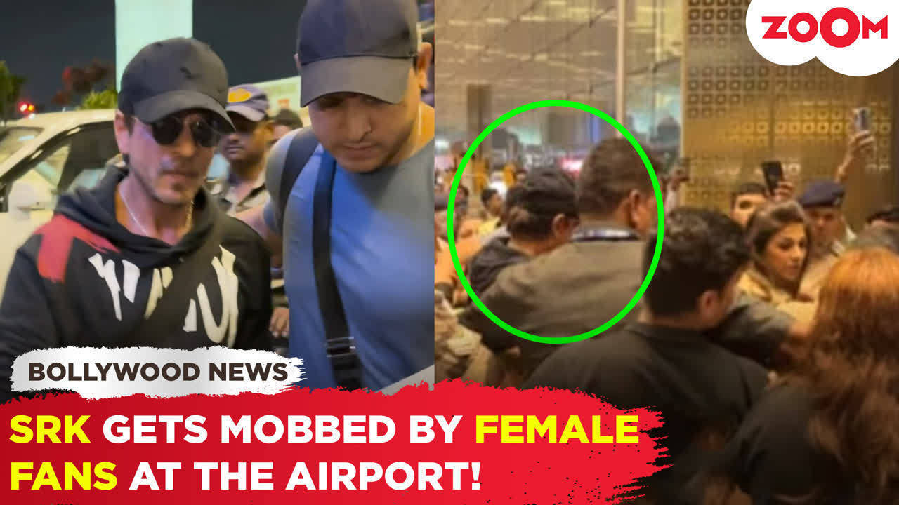 shah rukh khan mobbed by female fans at mumbai airport; netizens question people's sanity