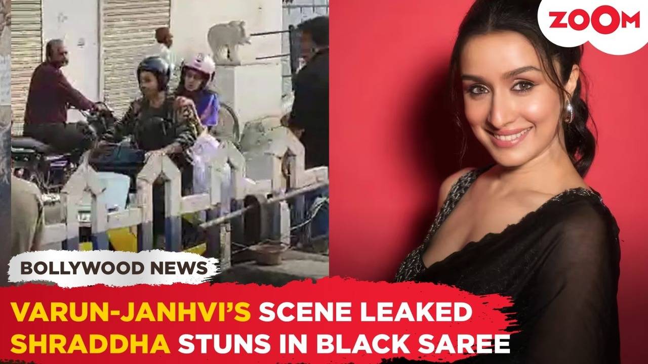 varun-janhvi kapoor's scooter scene from next film leaked | shraddha kapoor dazzles in a black saree