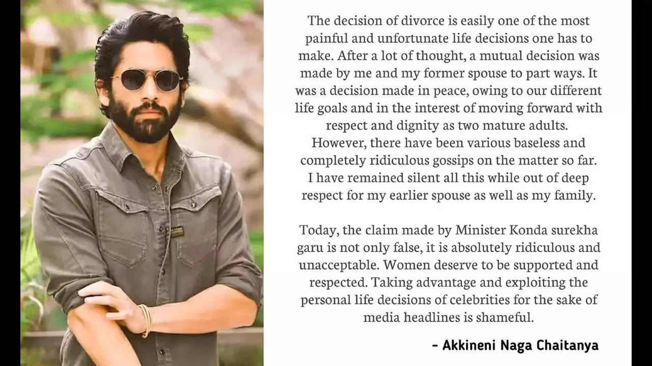 naga chaitanya responds to konda sureka’s 'divorce' comments; says, ‘her claims are false and ridiculous’