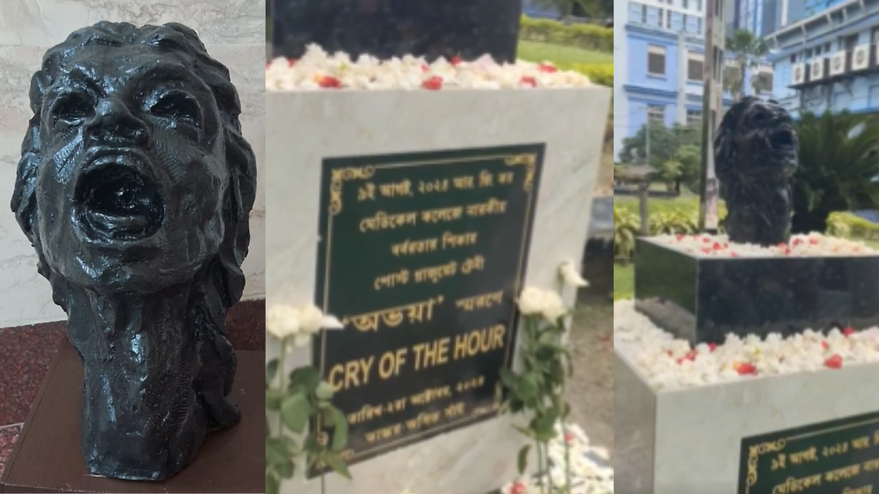 'cry of the hour' statue of kolkata rape-murder victim at rg kar hospital draws mixed reaction