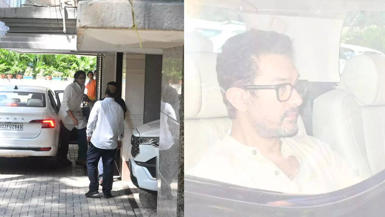 aamir khan arrives at ex-wife reena dutta's father's funeral, junaid khan accompanies dad