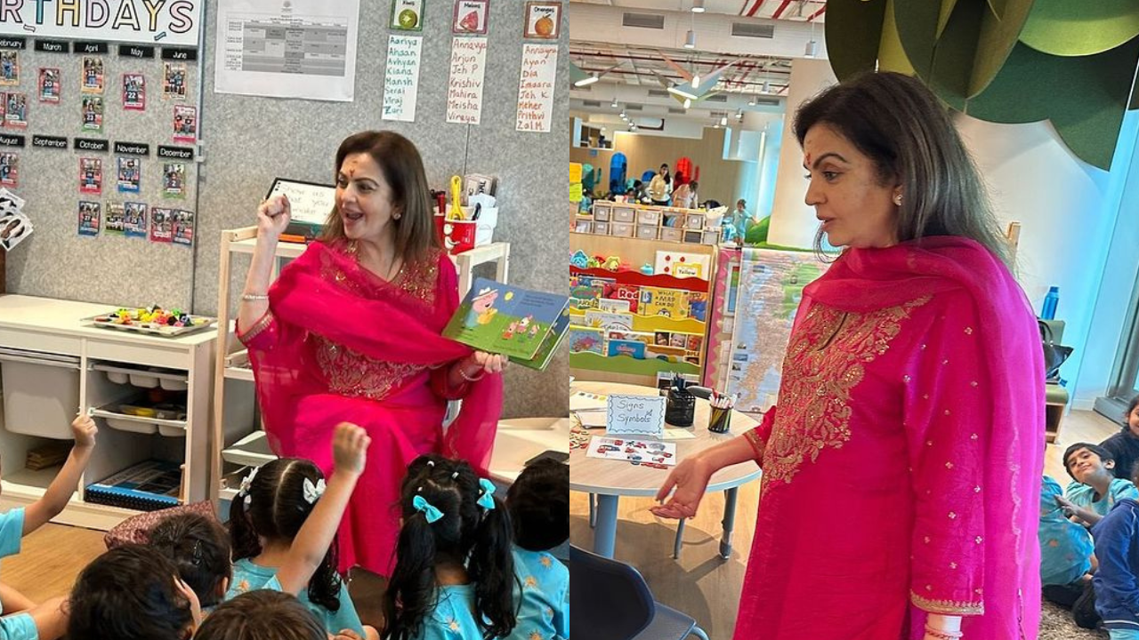 nita ambani picks out easy-breezy rani pink kurta set for grandson prithvi's school visit