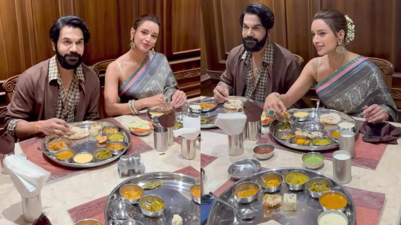 rajkummar rao and tripti dimri enjoy gujarati thali in ahmedabad while promoting ‘vicky vidya ka woh wala video’