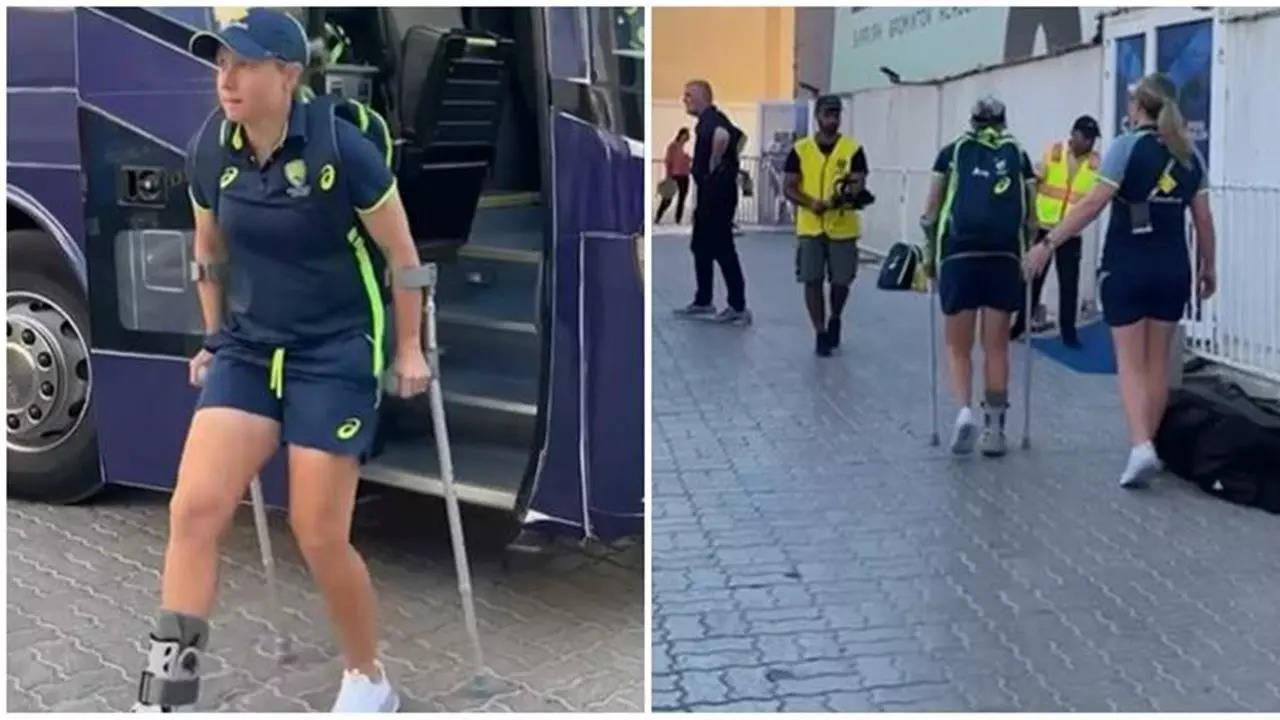 ind vs aus women's t20 world cup: india get major boost after australia captain spotted in crutches before clash