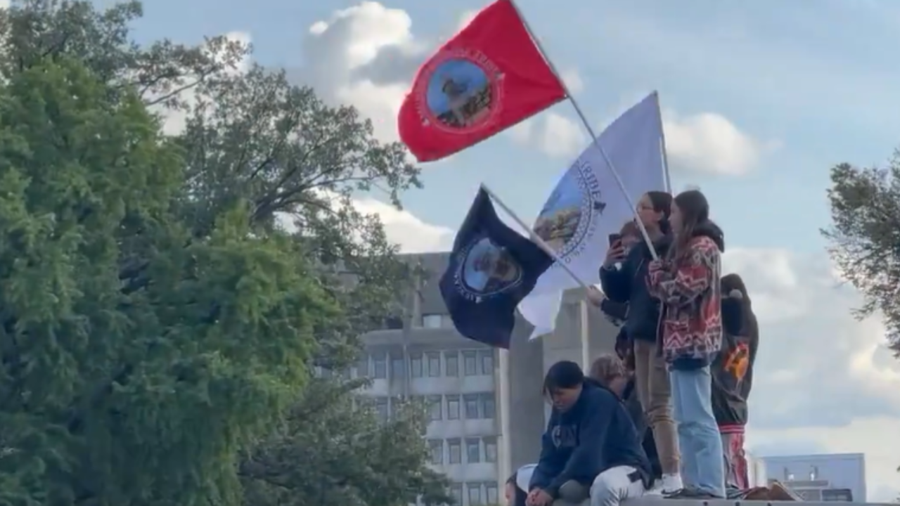 muwekma ohlone tribe members protest near capitol hill in washington dc