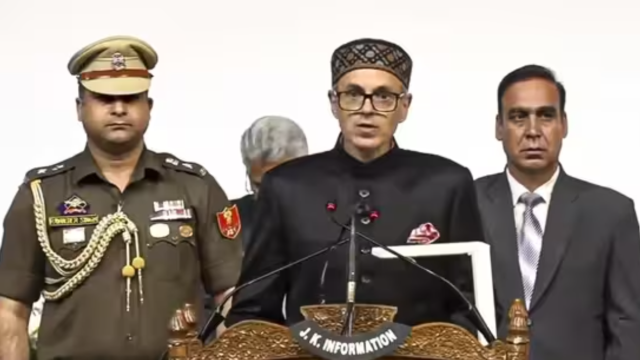 from 'constitution of state' to 'constitution of india': omar abdullah's oath-taking is viral - video