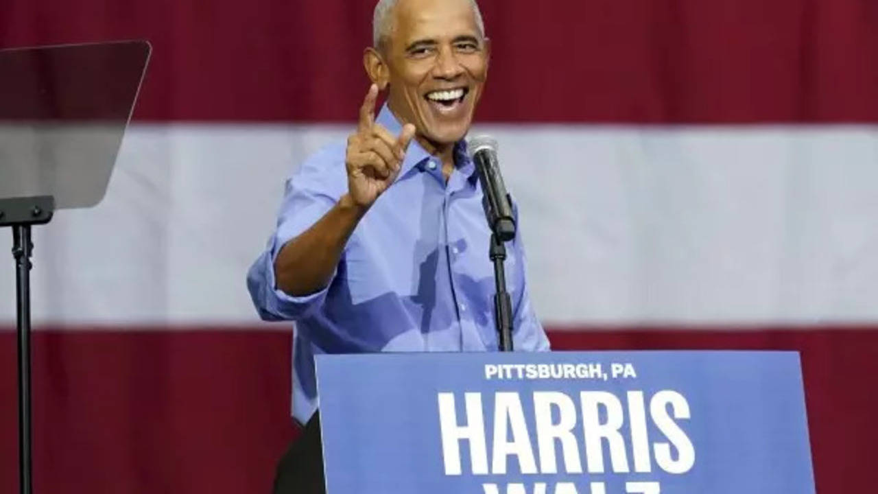 did donald trump ever change a diaper obama mocks trump at a harris walz rally in arizona