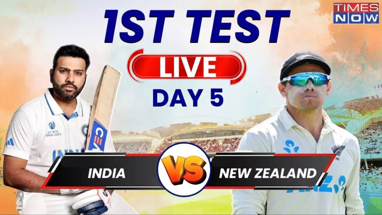 india vs new zealand 1st test day 5 ind vs nz live cricket score streaming from bengaluru