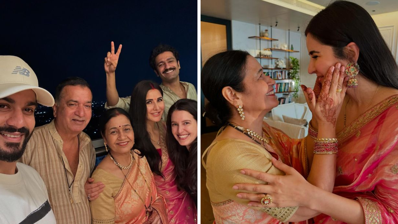 karwa chauth 2024: katrina kaif shows off sweet bond with mother-in-law, vicky kaushal flaunts big smile in family pic