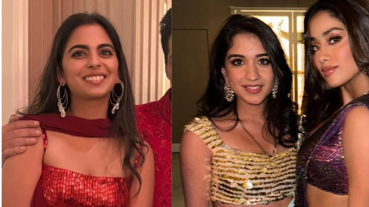 sequin salwar kameez to multi-hued saree, what isha ambani and radhika merchant wore for manish malhotra's diwali party