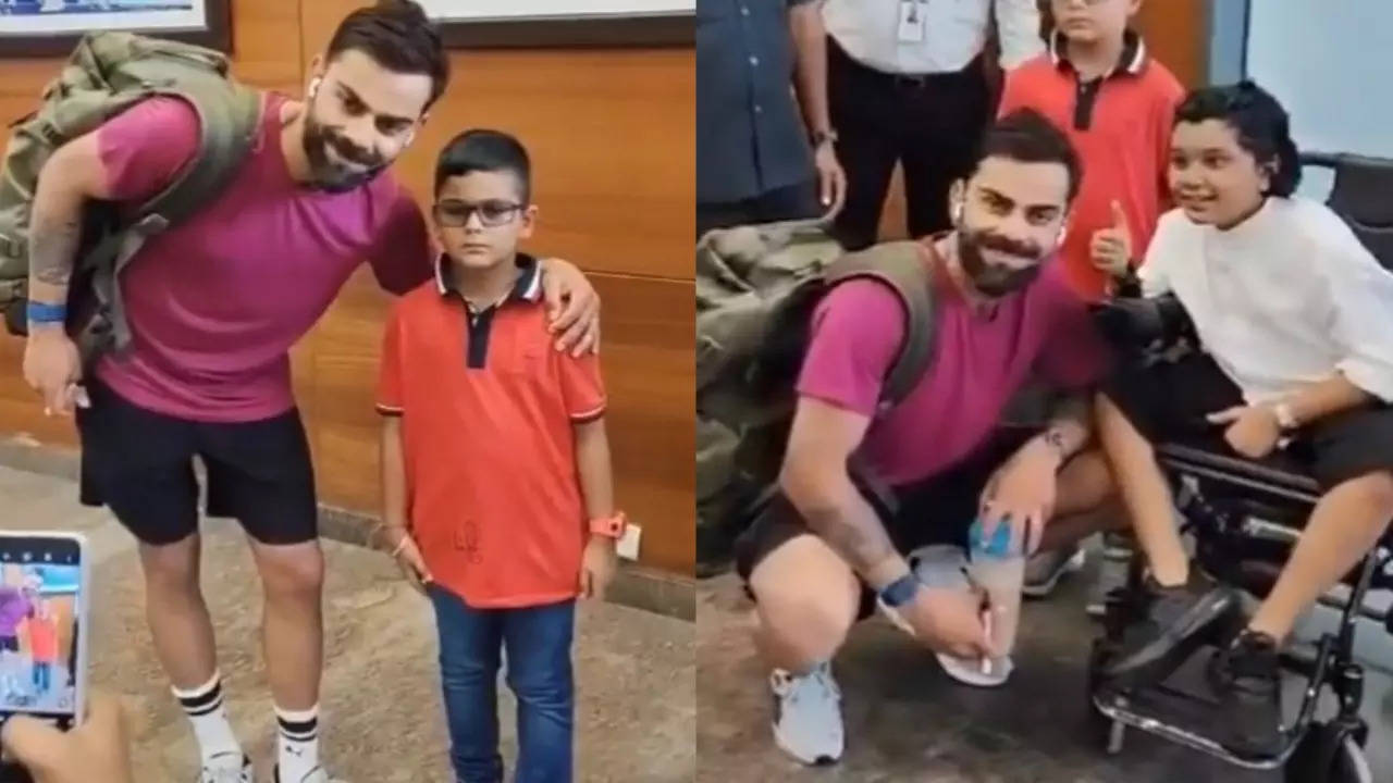 virat kohli wins hearts, makes young fans' day with selfies & autographs : watch