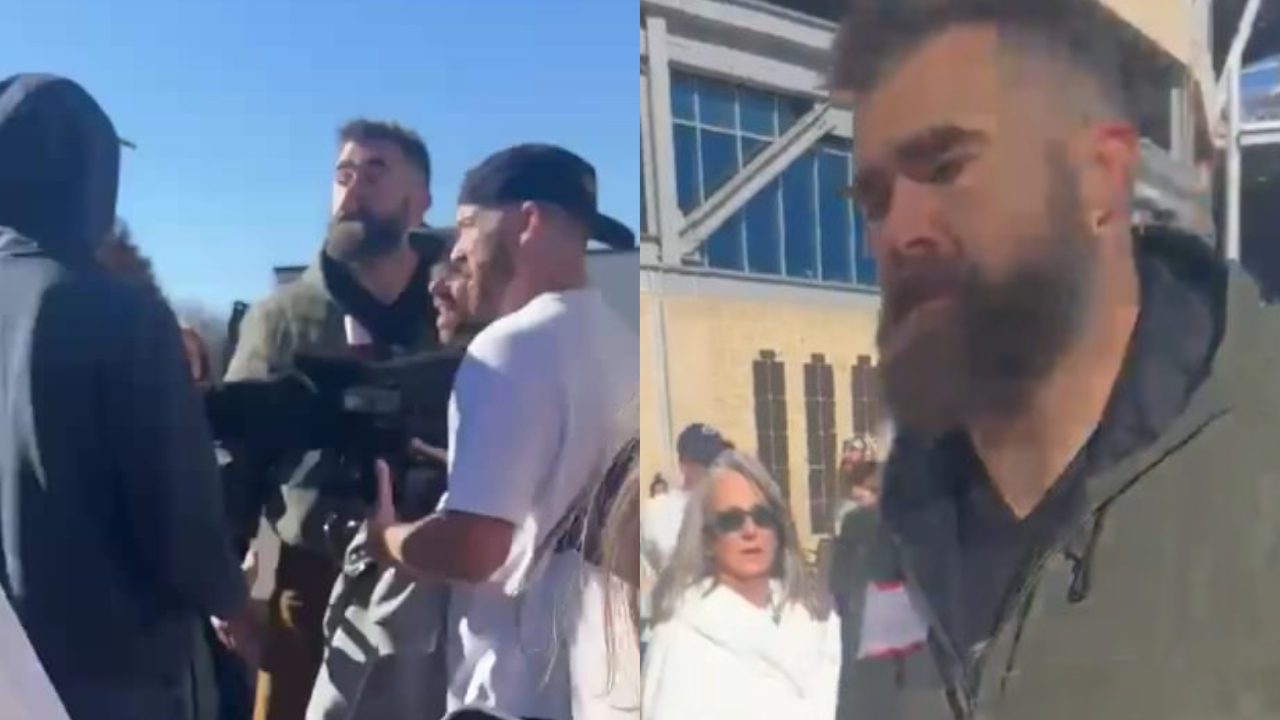 jason kelce smashes phone of a fan making gay slur about brother travis | watch