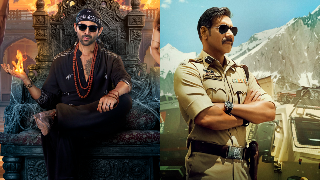 ajay devgn cop film singham again vs kartik aaryan horror comedy bhool bhulaiyaa 3 movie collections at bollywood box office for diwali opening weekend