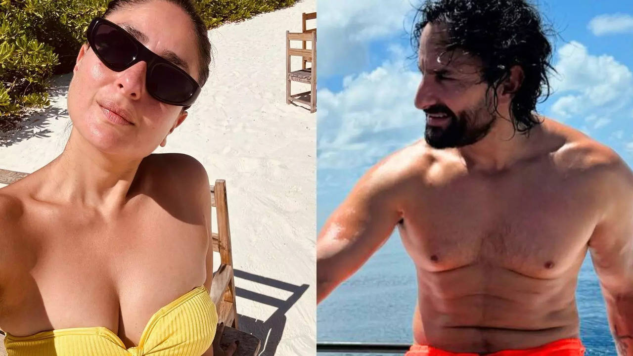 kareena kapoor aces the no makeup look hubby saif ali khan flaunts chiselled abs in new post