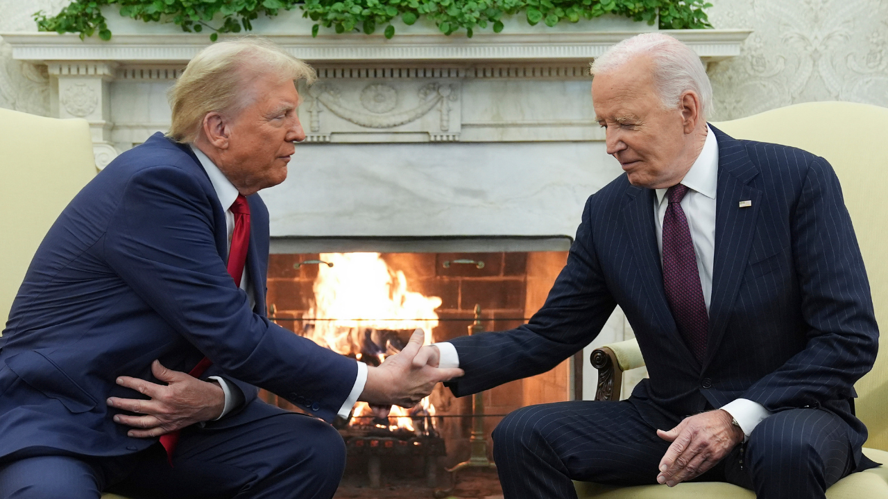 donald trump, president joe biden meet after election, joke about 'hounding reporters'