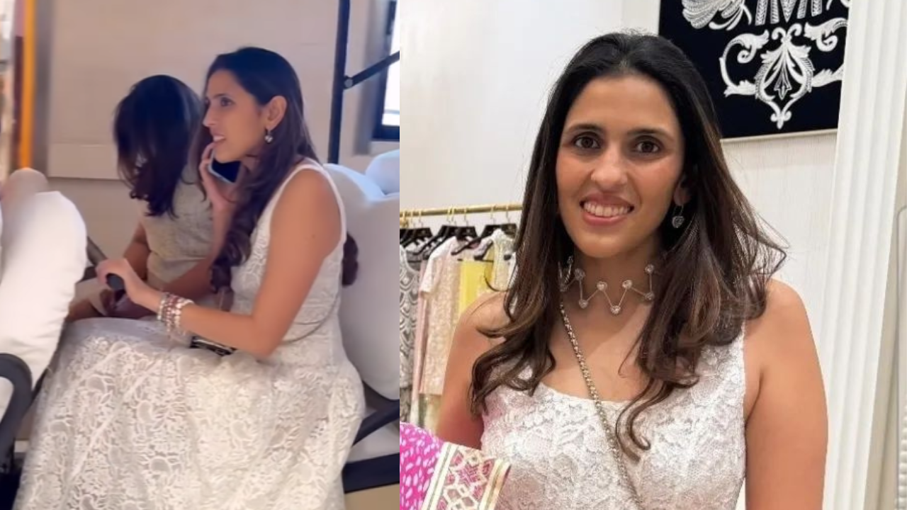 shloka mehta channels her inner princess in dreamy white gown and diamonds for store launch in mumbai