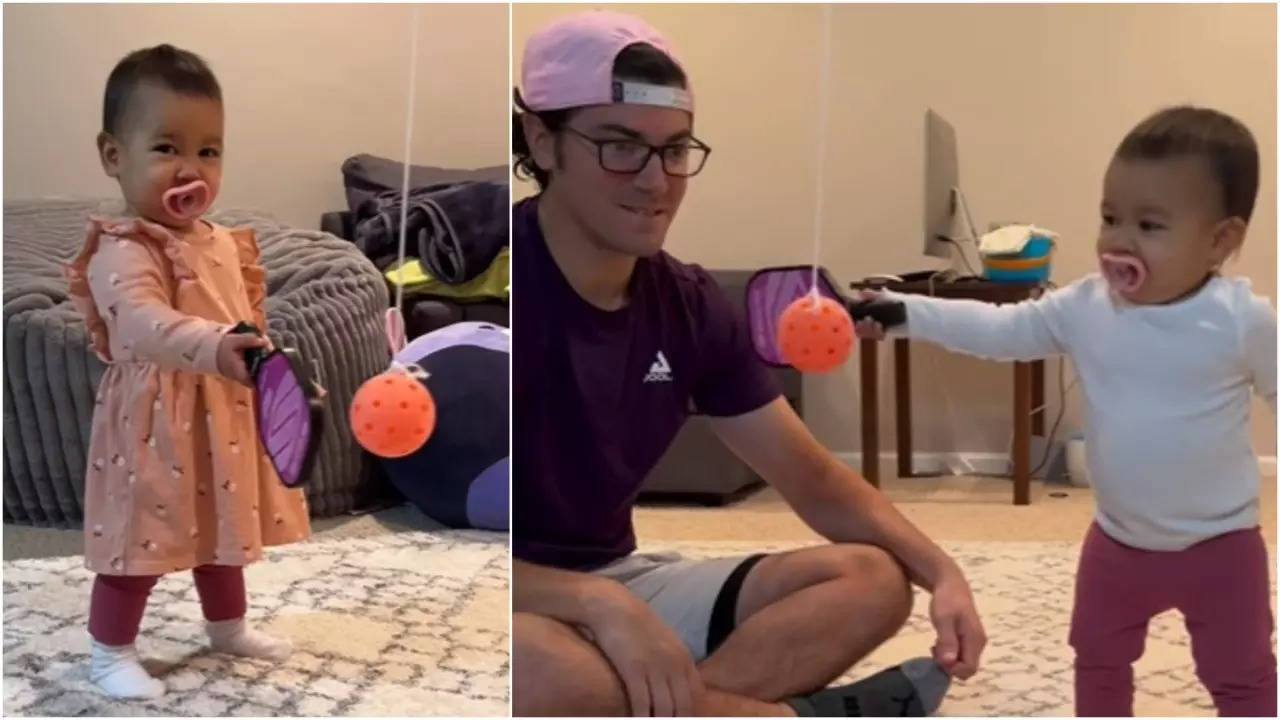 pickleball influencer's daughter wows picklers, baby girl's training session video is the cutest thing on internet : watch