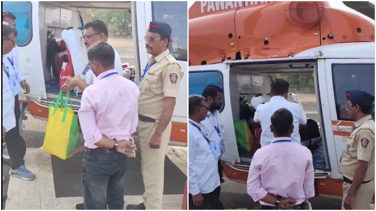 amit shah's helicopter checked by ec officials in maharashtra's hingoli ahead of polls - video