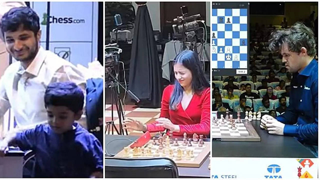 divya deshmukh says 'sorry' to clock, 3-year-old anish sarkar steals hearts, magnus carlsen unstoppable at tata steel chess india