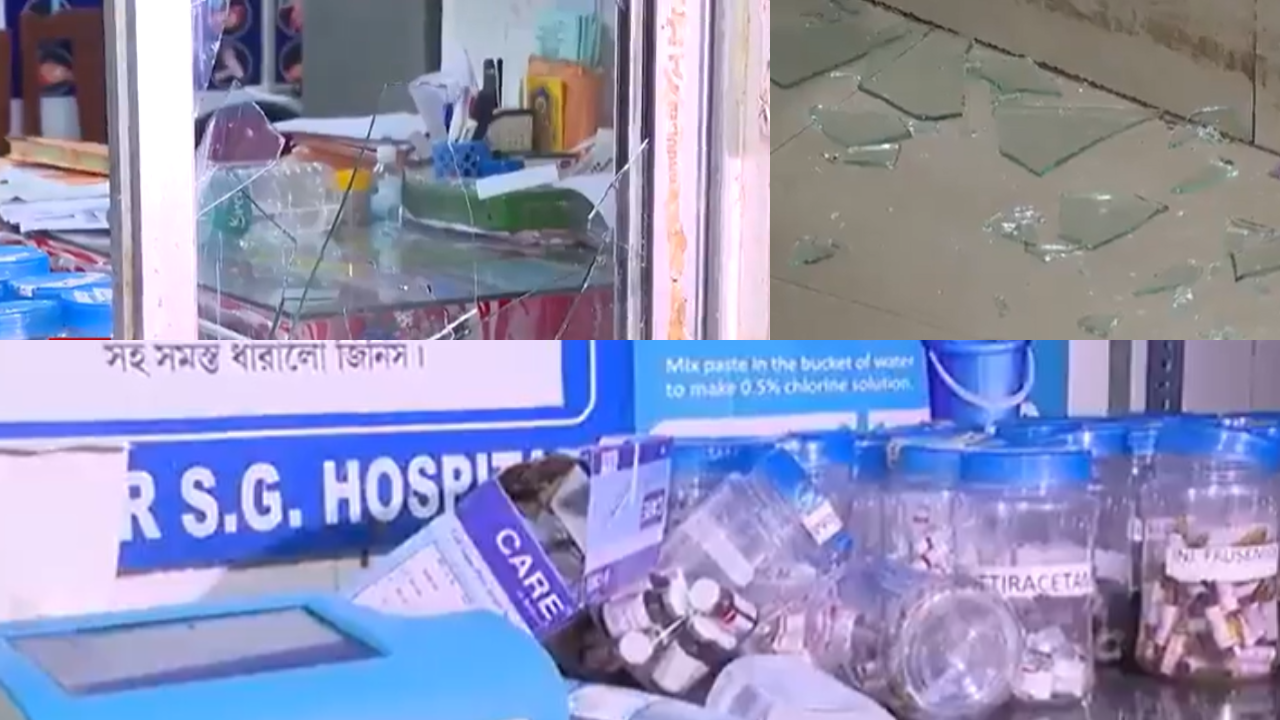 over 100 people attack vidyasagar state general kolkata hospital ransack rooms and break glasses after patient dies. 3 nurses injured