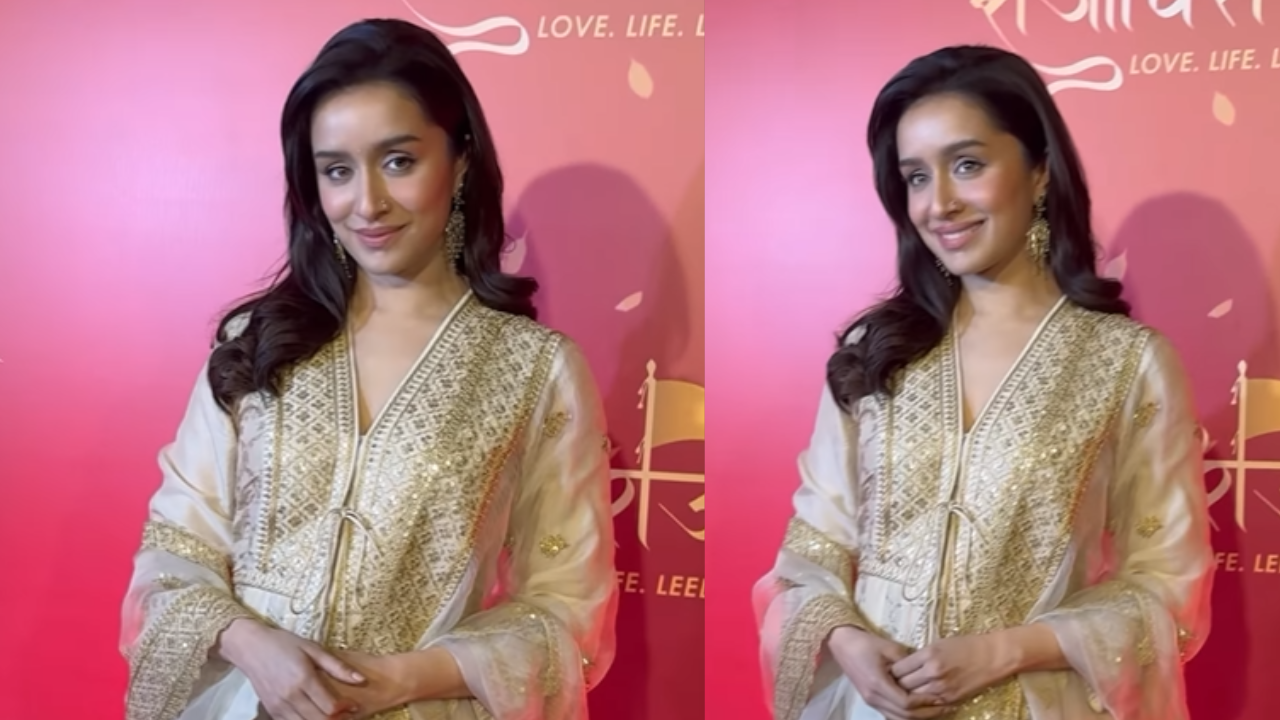 shraddha kapoor's rs 34,000 beige and gold anarkali is perfect to add a regal touch to your wedding wardrobe