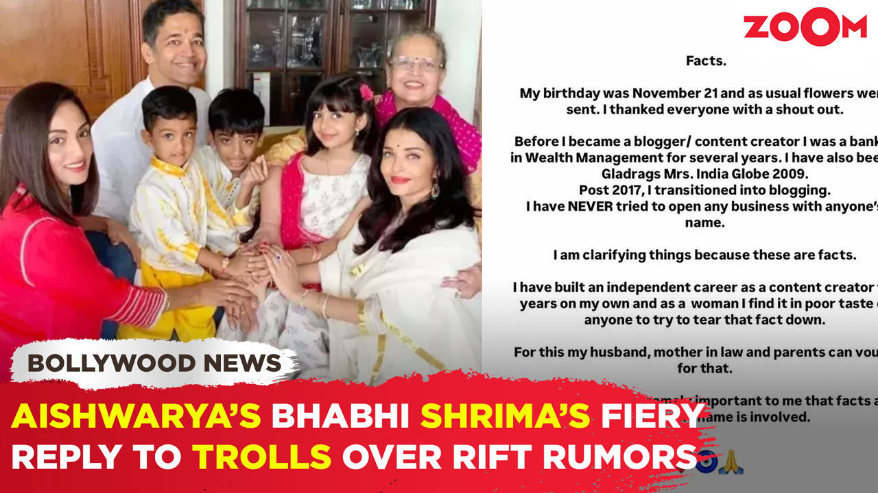 aishwarya rai's sis-in-law shrima rai's befitting reply to trolls over rift rumours with the actress