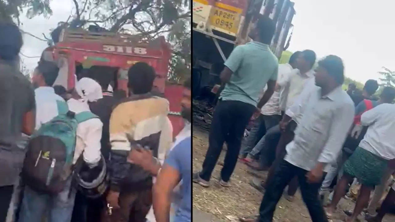 truck driver loses control, rams into vegetable stalls on footpath, killing local vendors in ranagreddy